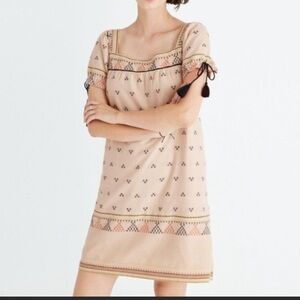 Madewell embroidered triangle jacquard shift dress, XS